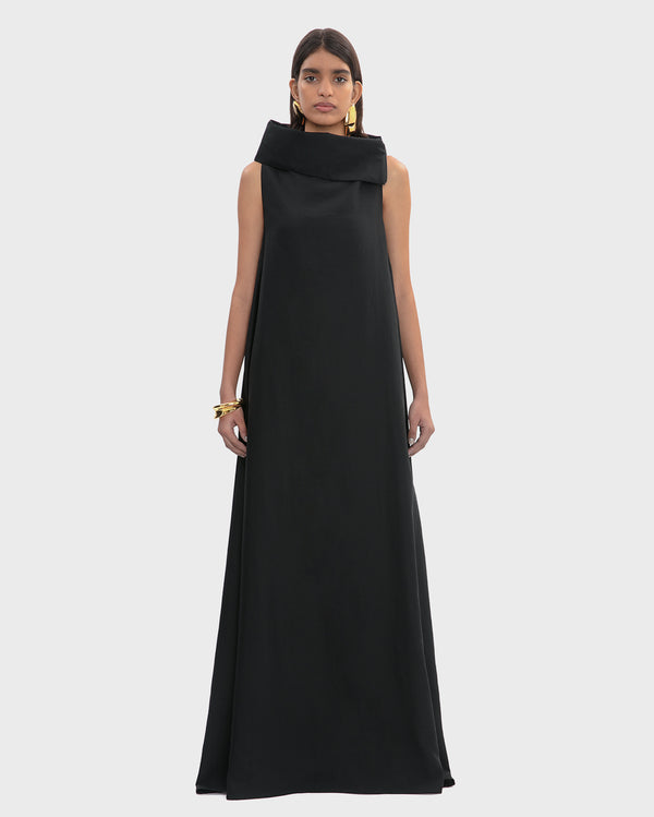TECH WOOL FUNNEL NECK DRESS