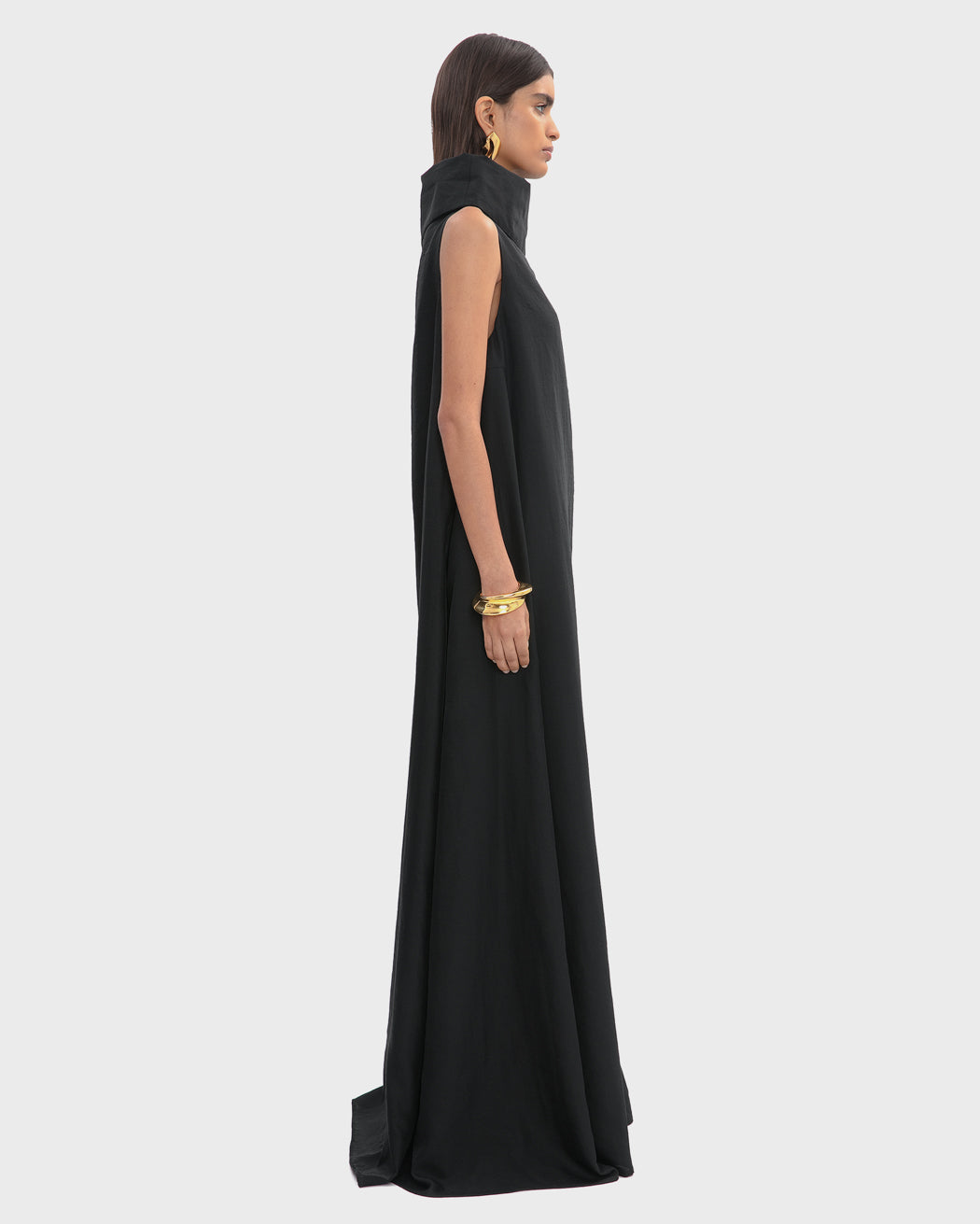 TECH WOOL FUNNEL NECK DRESS