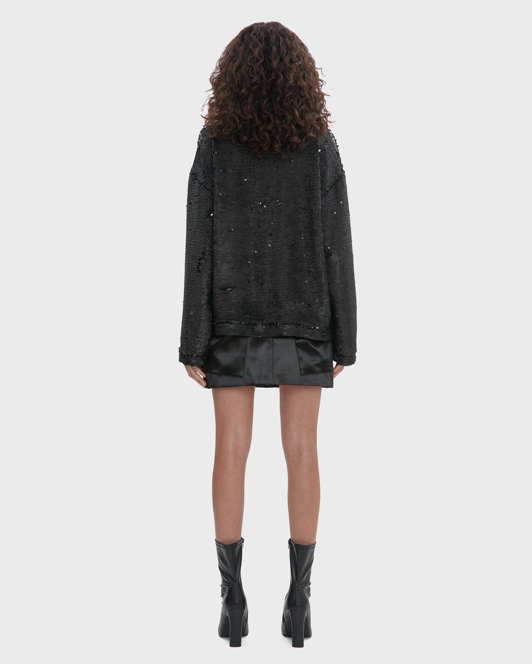 SEQUINED OVERSIZED BUTTON UP CARDIGAN