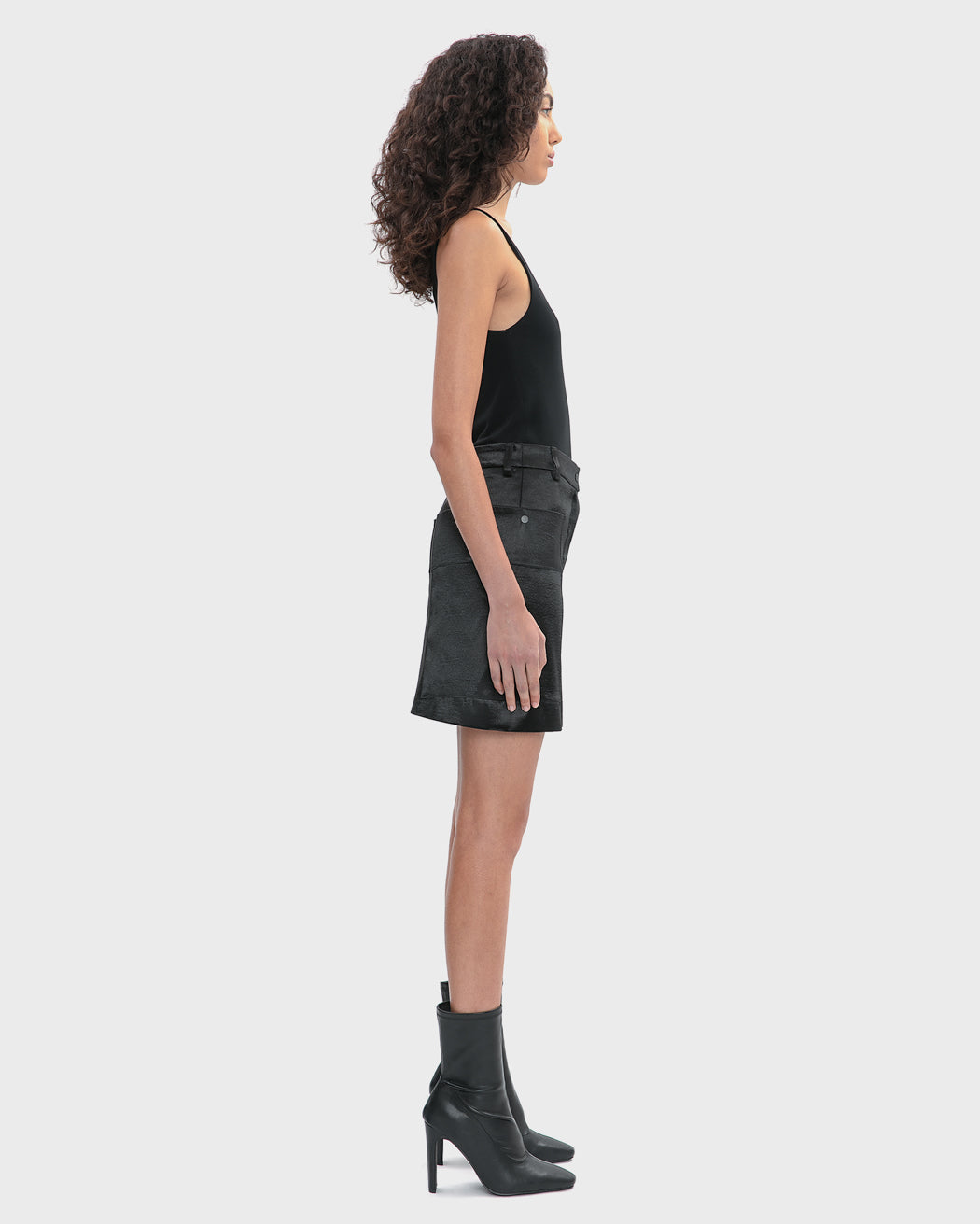 RIPPLED SATIN MINI CARGO SKIRT