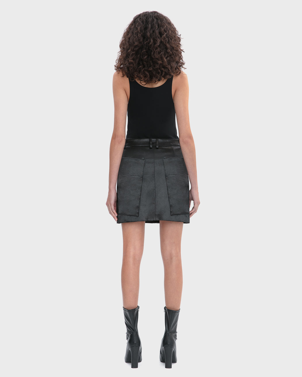 RIPPLED SATIN MINI CARGO SKIRT
