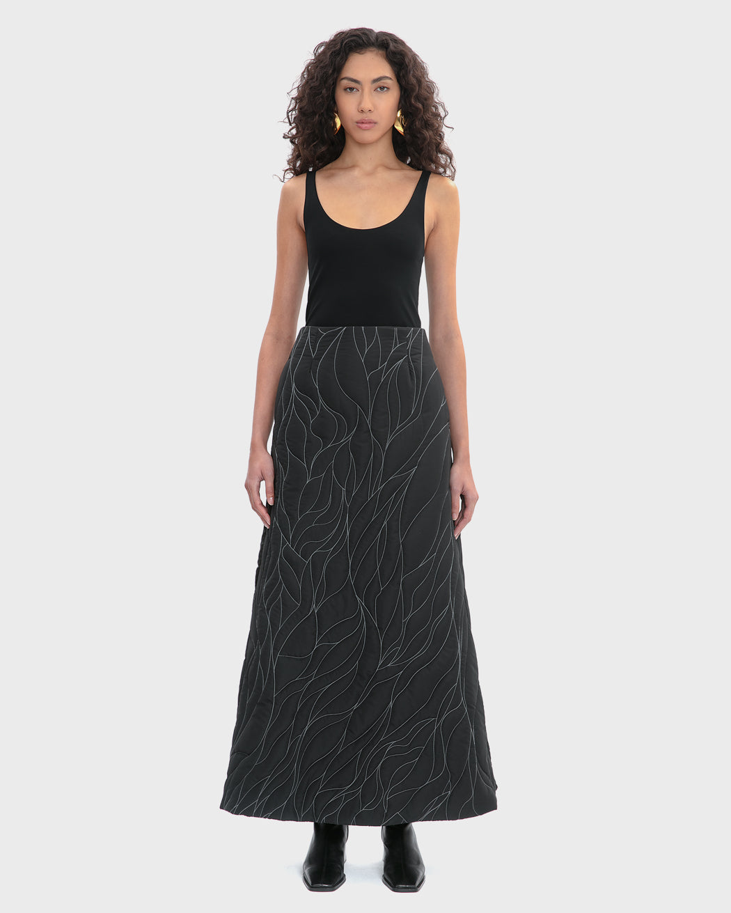 QUILTED TECHNICAL ECO-DOWN MAXI SKIRT