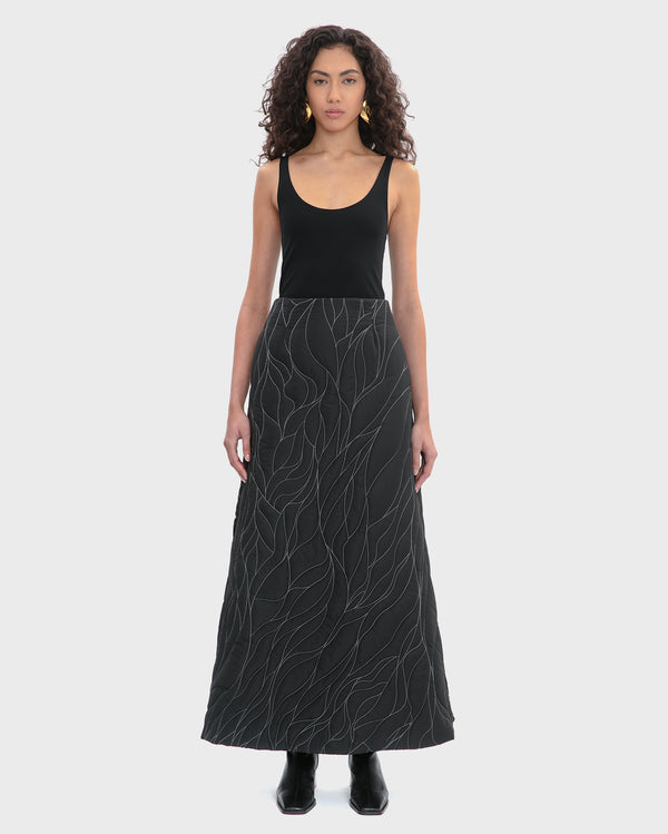 QUILTED TECHNICAL ECO-DOWN MAXI SKIRT