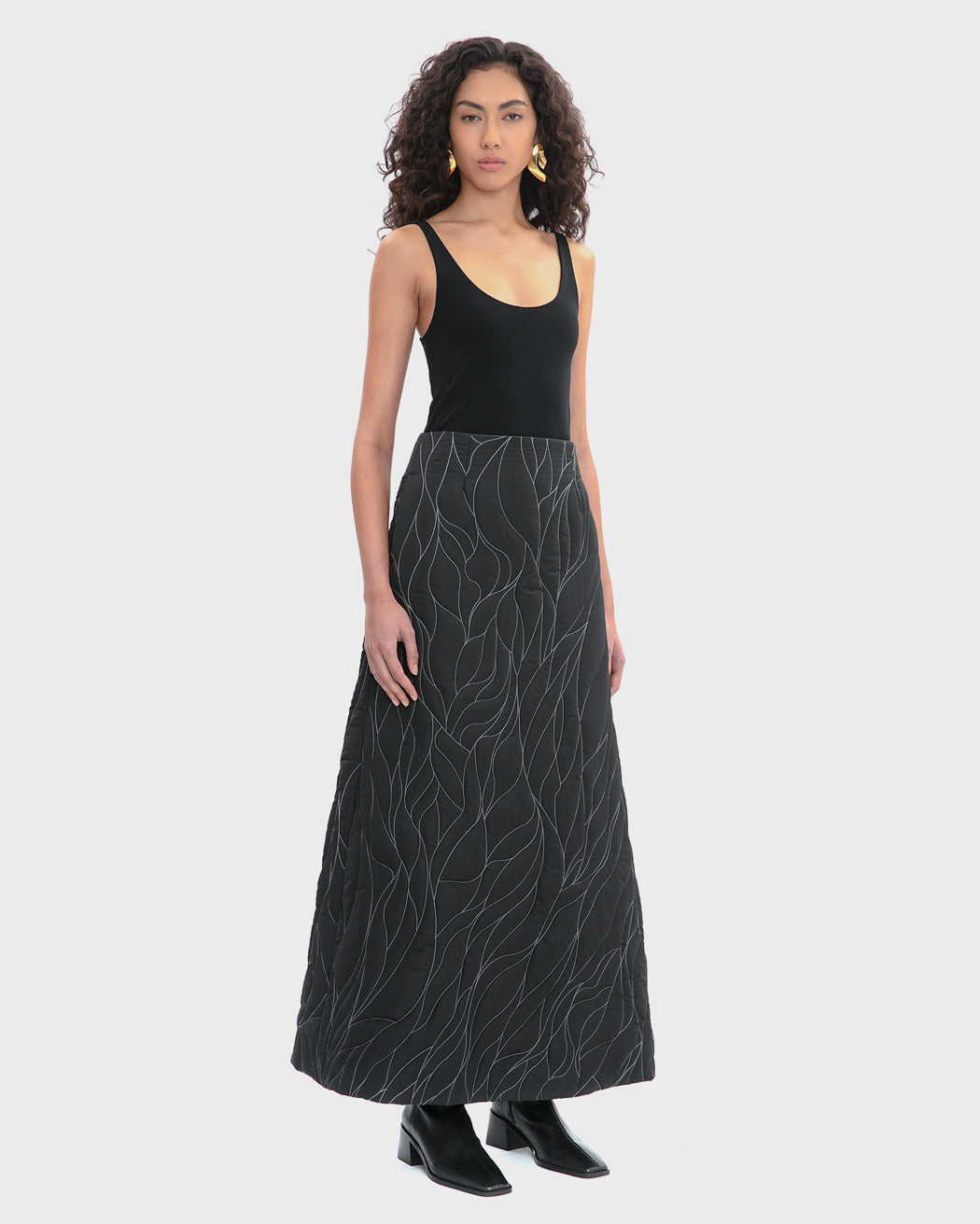 QUILTED TECHNICAL ECO-DOWN MAXI SKIRT