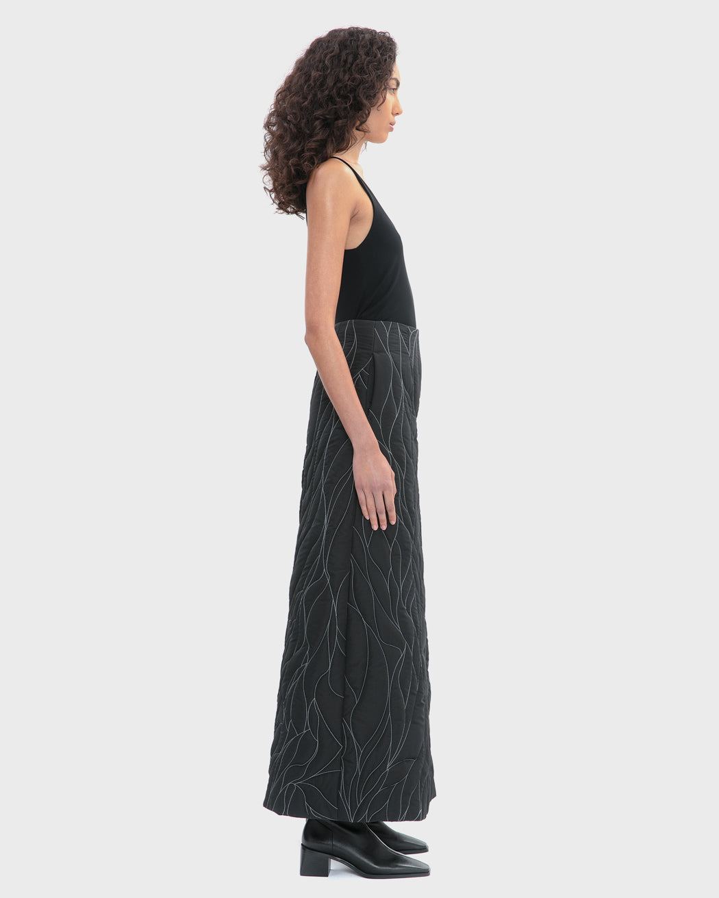 QUILTED TECHNICAL ECO-DOWN MAXI SKIRT