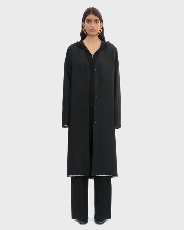 TECH WOOL CARDIGAN MIDI DRESS