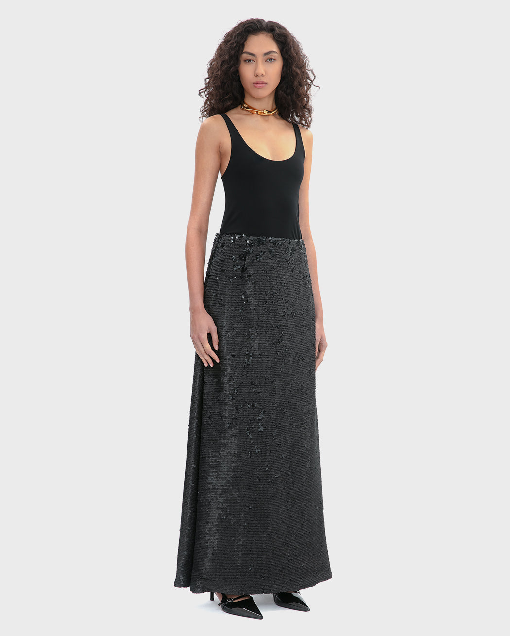 SEQUINED A-LINE MAXI SKIRT