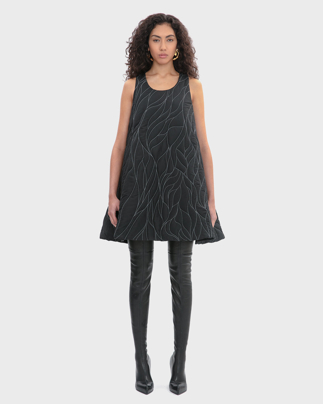 QUILTED TECHNICAL MINI ECO-DOWN DRESS