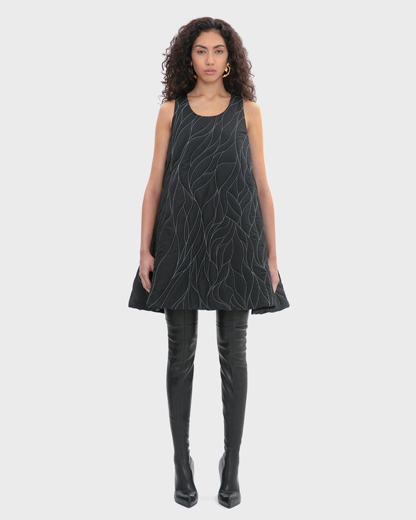QUILTED TECHNICAL MINI ECO-DOWN DRESS