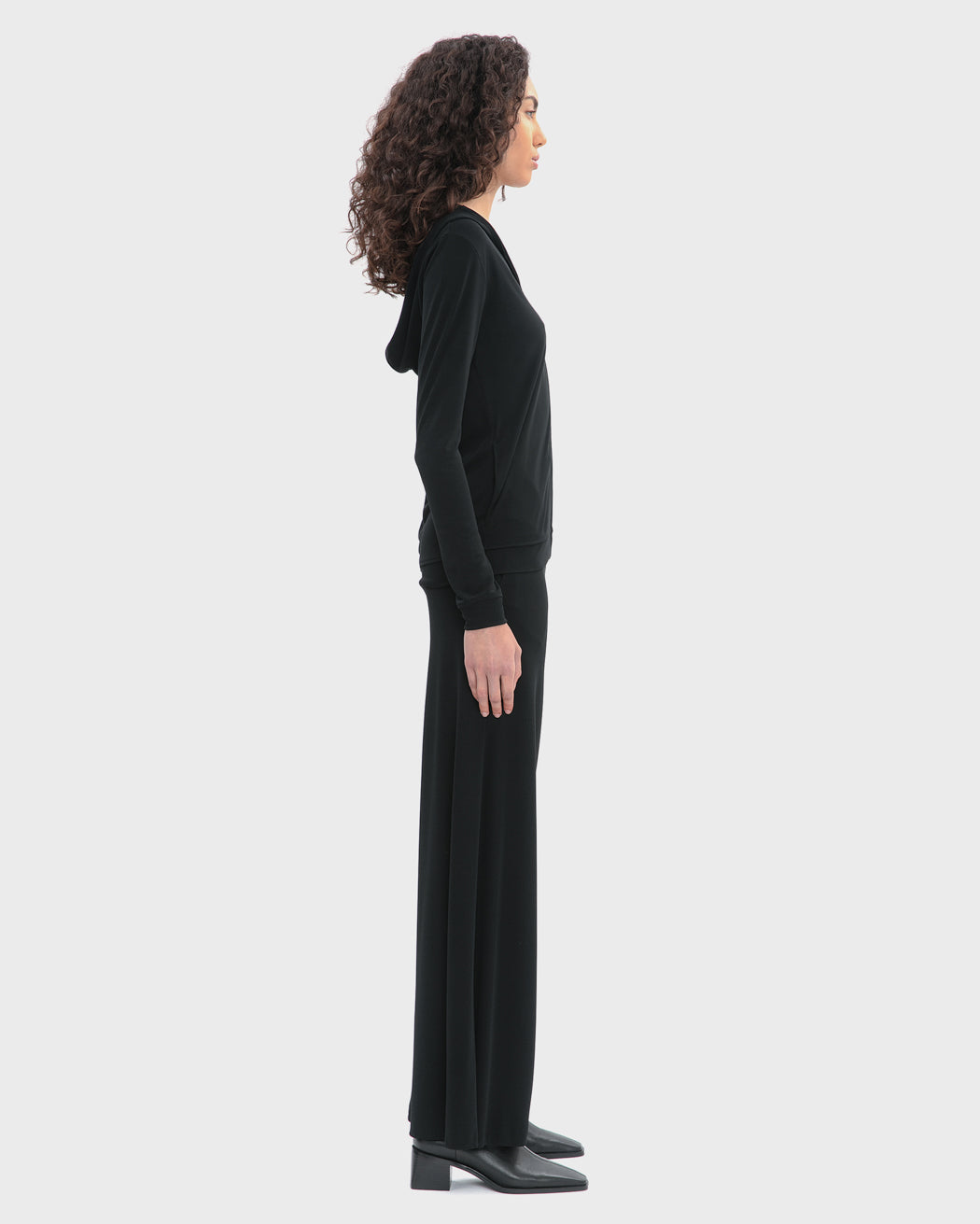 CROPED SLINKY JERSEY HOODIE