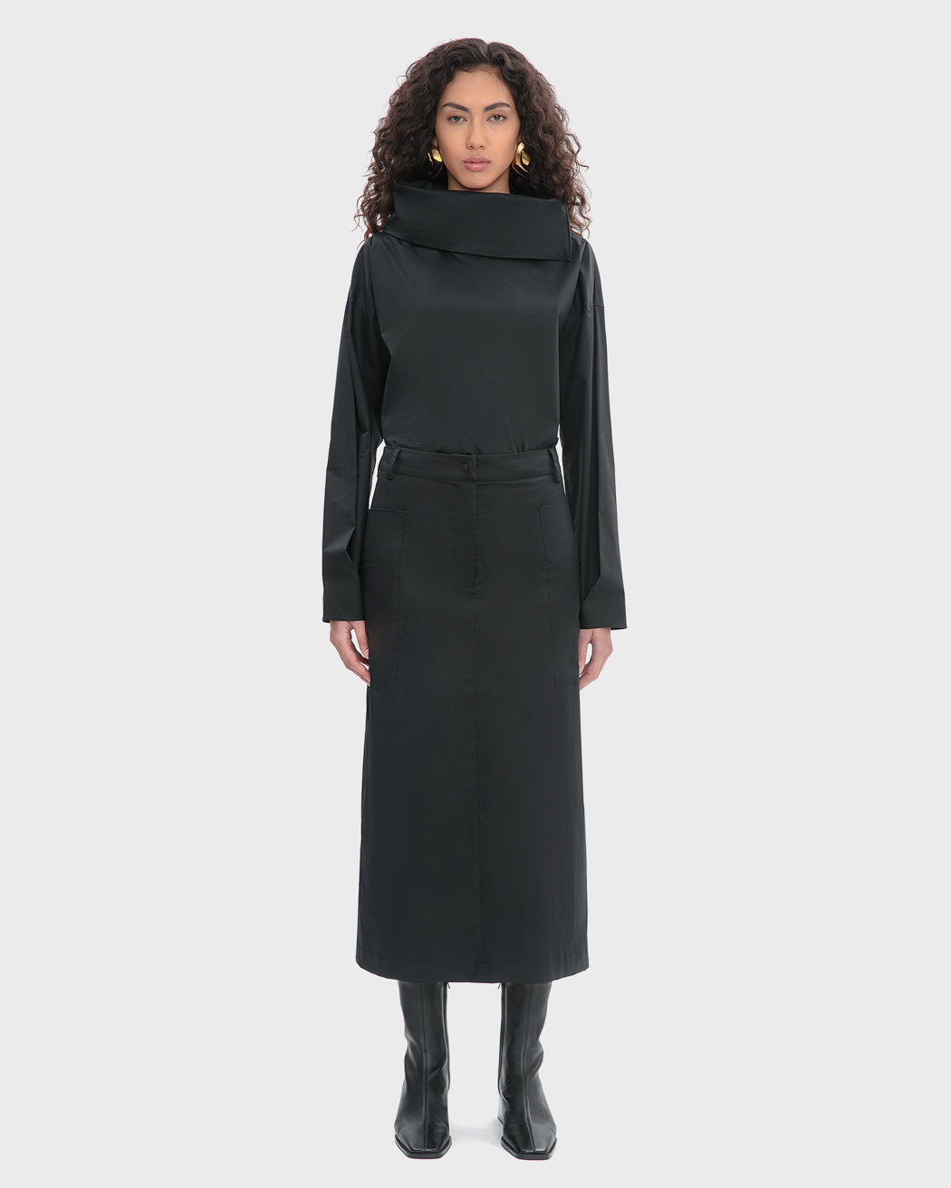 TECH COTTON MIDI CARGO SKIRT