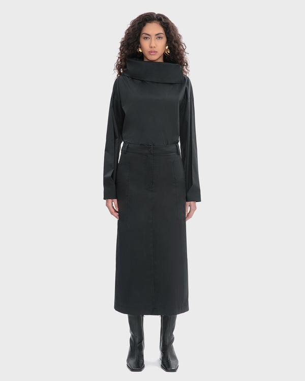 TECH COTTON MIDI CARGO SKIRT
