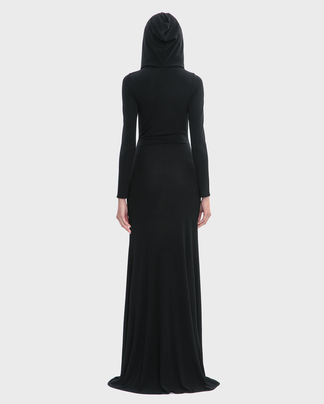 SLINKY JERSEY HOODED MAXI DRESS