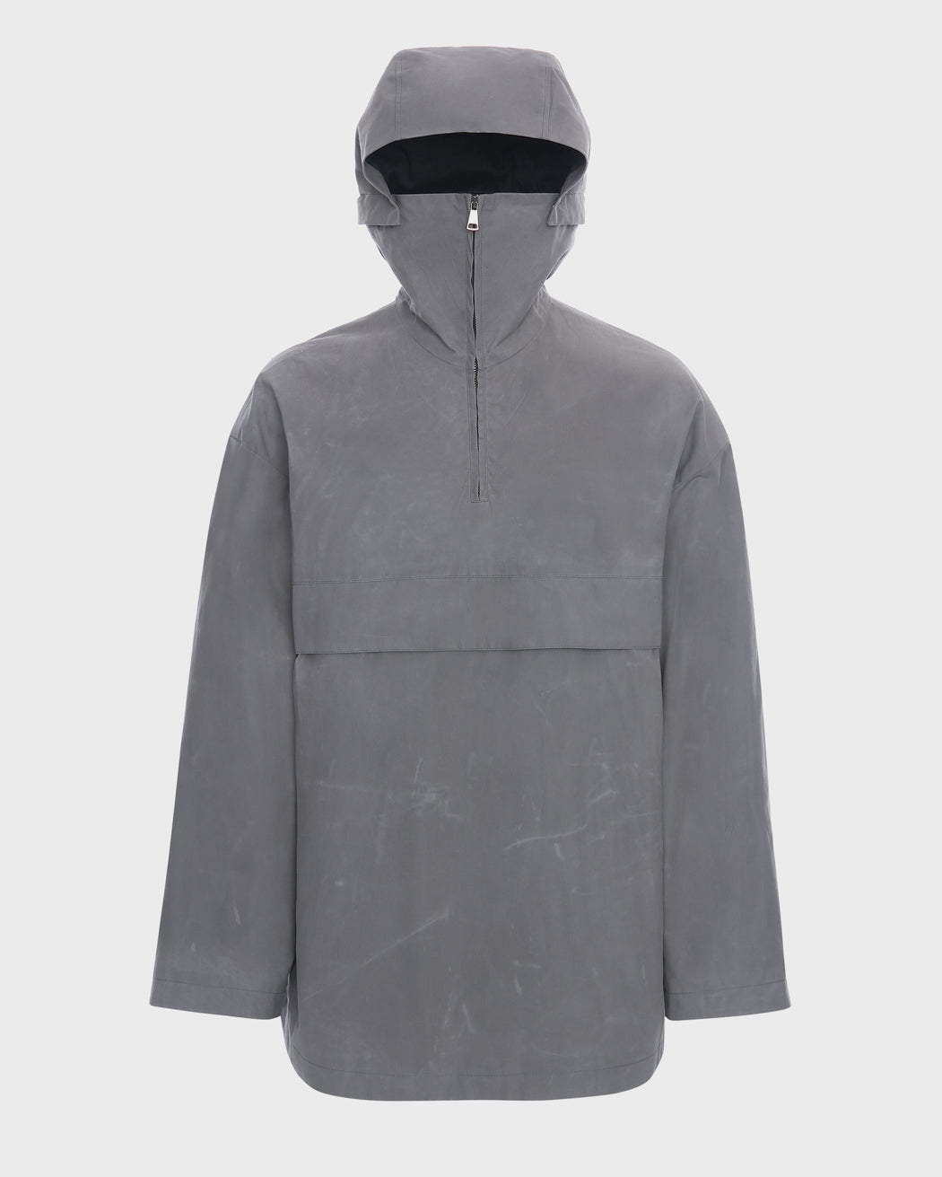 WAXED COTTON HOODED PULL OVER