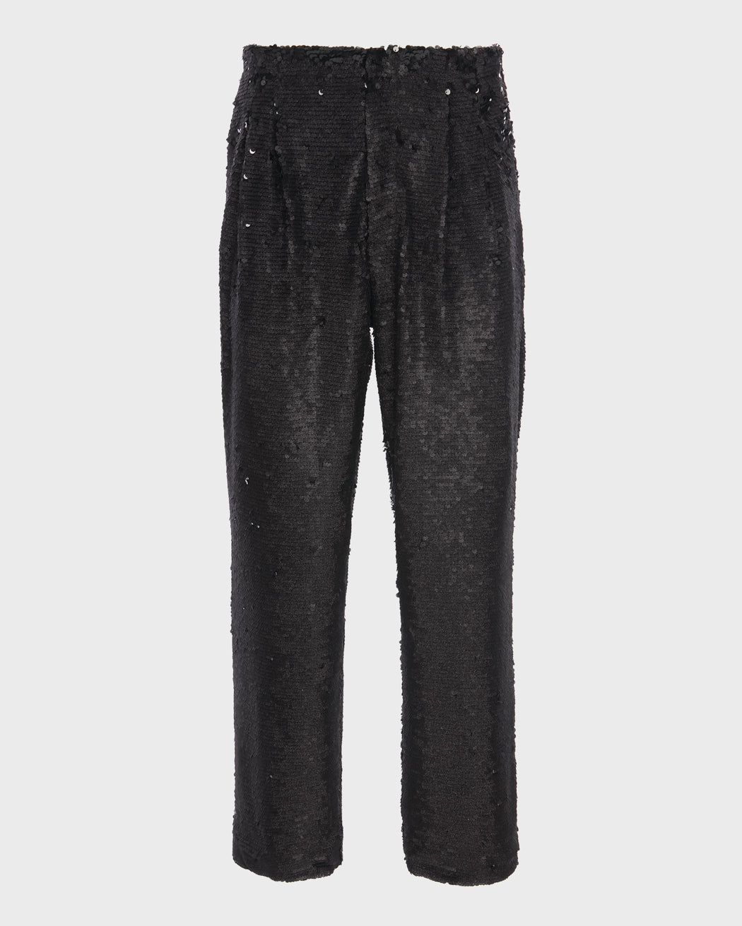 SEQUINED DOUBLE PLEAT STRAIGHT LEG TROUSERS