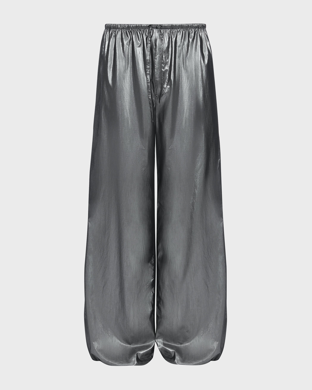 METALLIC LOOSE FIT WIDE LEG DRAWSTRING TROUSER
