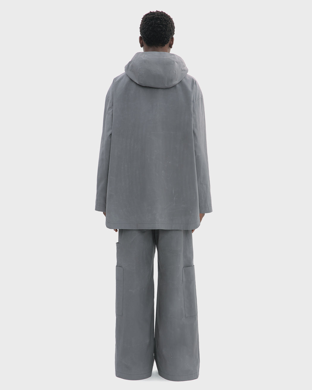 WAXED COTTON HOODED PULL OVER