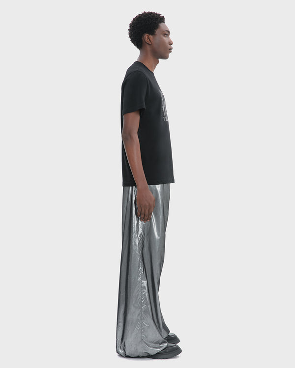 METALLIC LOOSE FIT WIDE LEG DRAWSTRING TROUSER