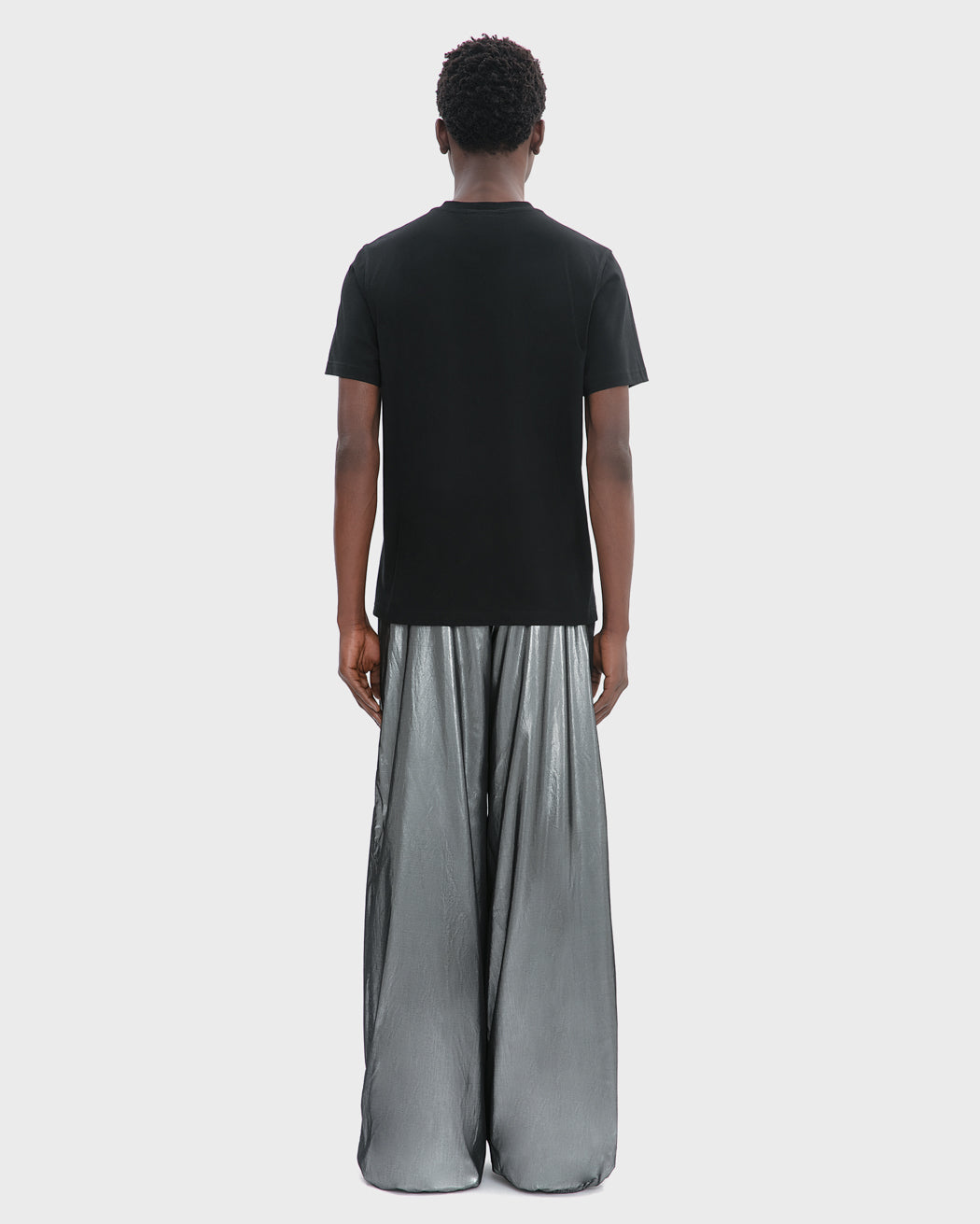 METALLIC LOOSE FIT WIDE LEG DRAWSTRING TROUSER