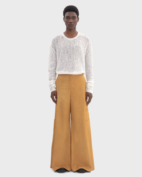WAXED COTTON WIDE LEG CARGO TROUSER