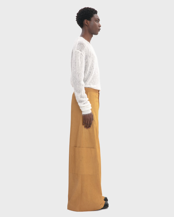 WAXED COTTON WIDE LEG CARGO TROUSER