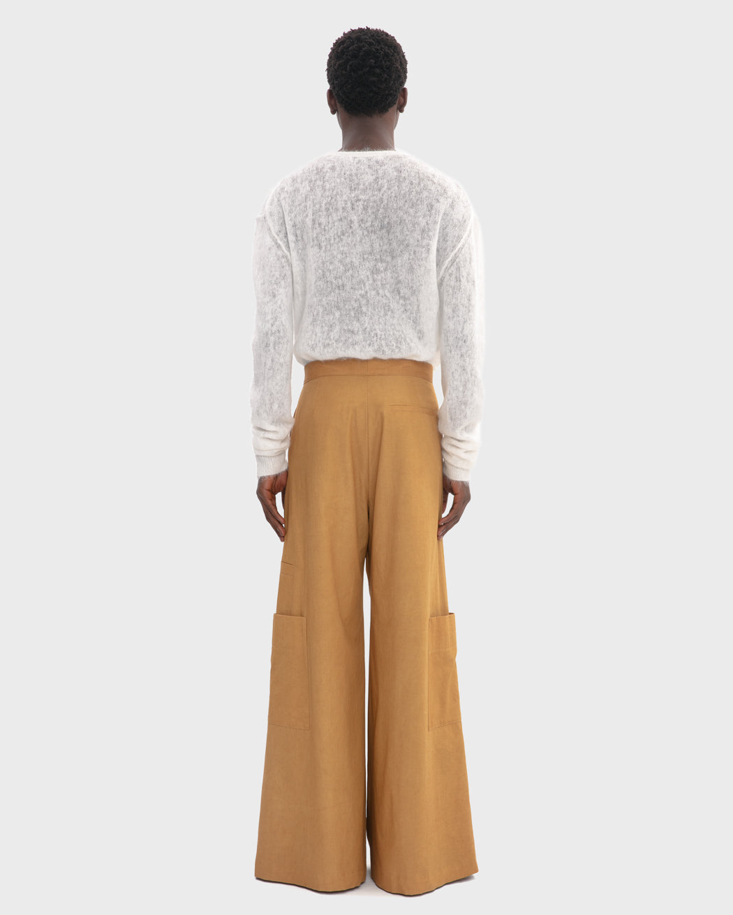 WAXED COTTON WIDE LEG CARGO TROUSER