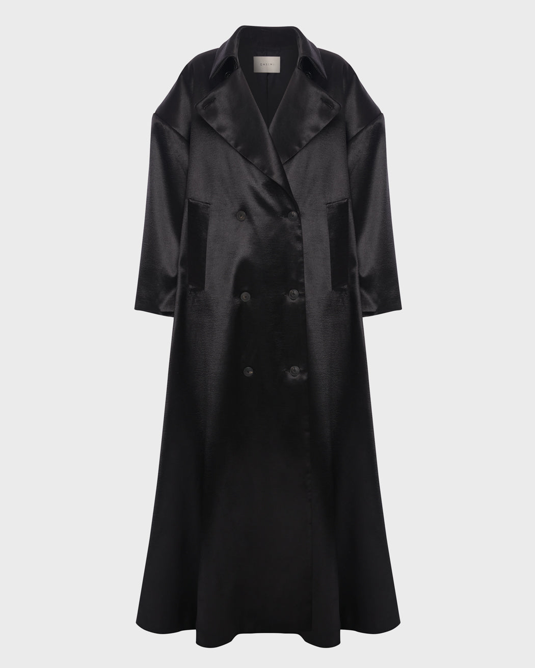 RIPPLED SATIN MAXI TRENCH COAT