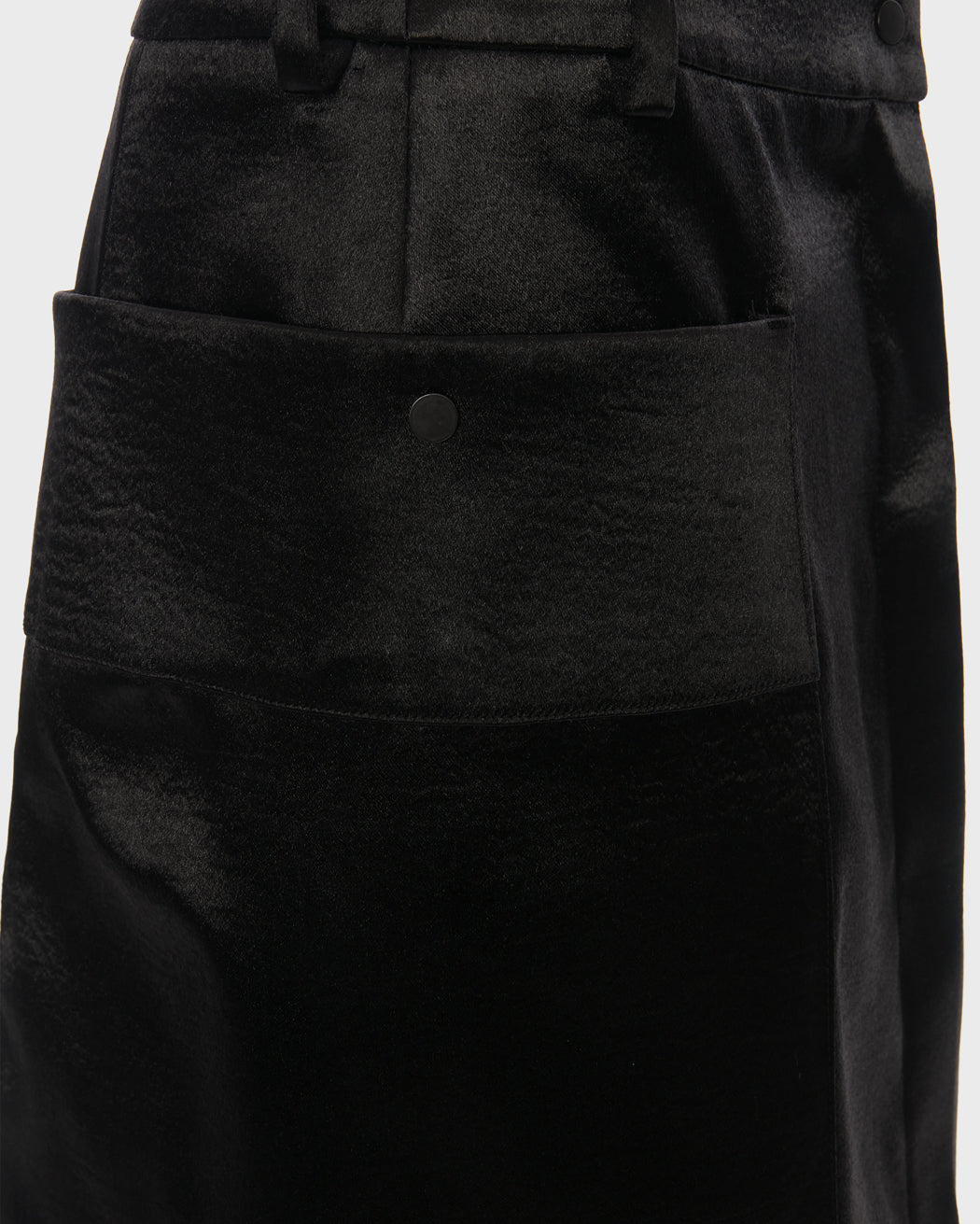 RIPPLED SATIN MIDI CARGO SKIRT