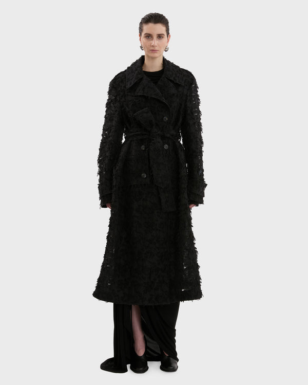 EMILY KARAKA X QASIMI  EMBROIDERED TRENCH COAT