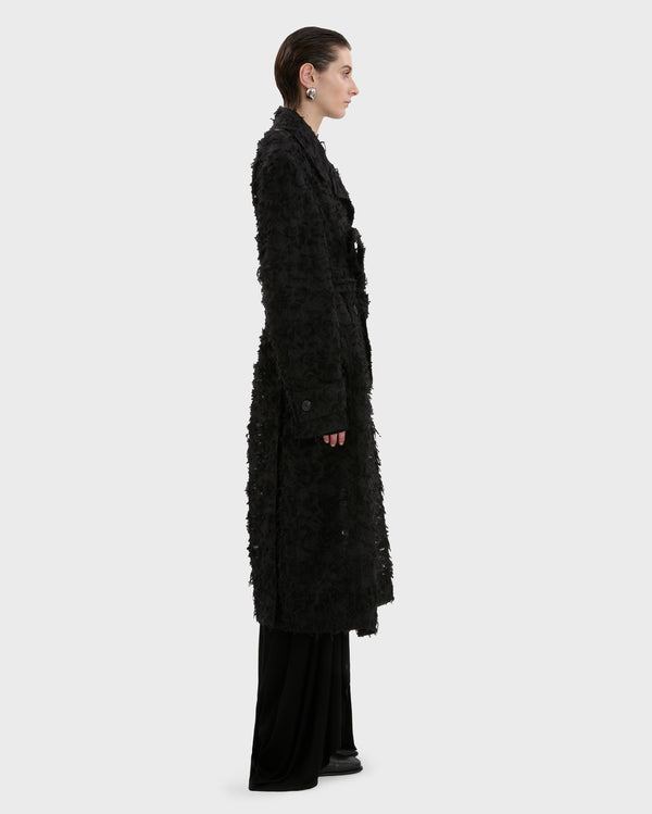 EMILY KARAKA X QASIMI  EMBROIDERED TRENCH COAT