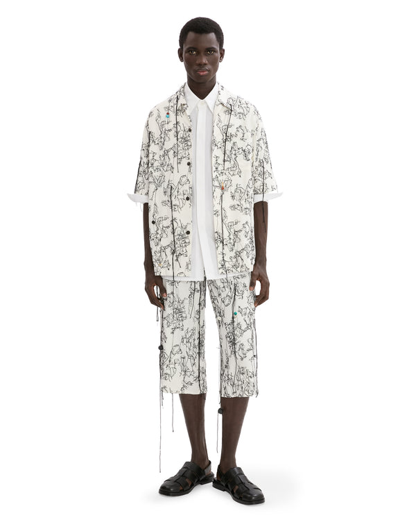 EMBROIDERED LINEN SHORT