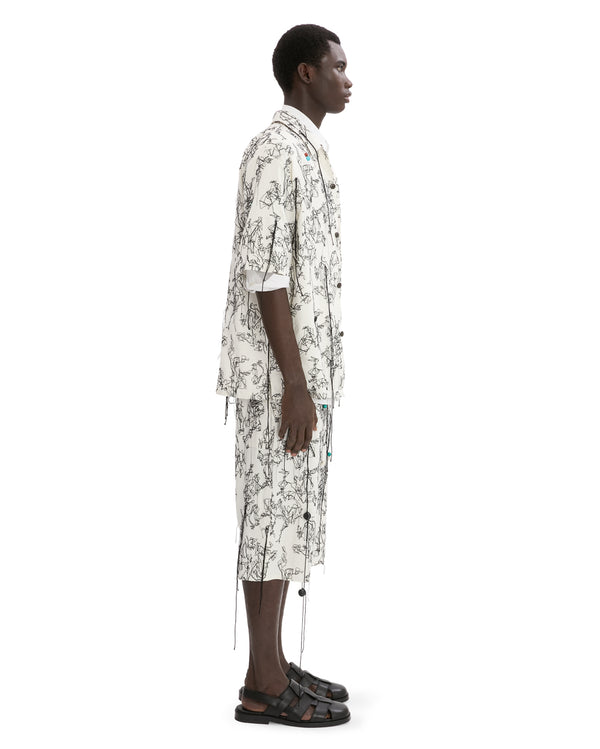 EMBROIDERED LINEN SHORT