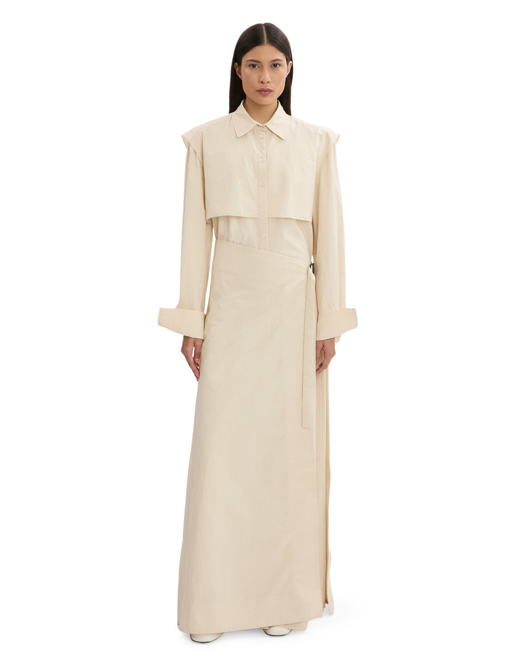 LINEN WRAP SHIRT DRESS