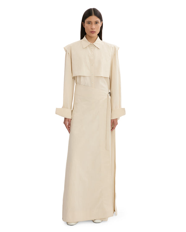 LINEN WRAP SHIRT DRESS