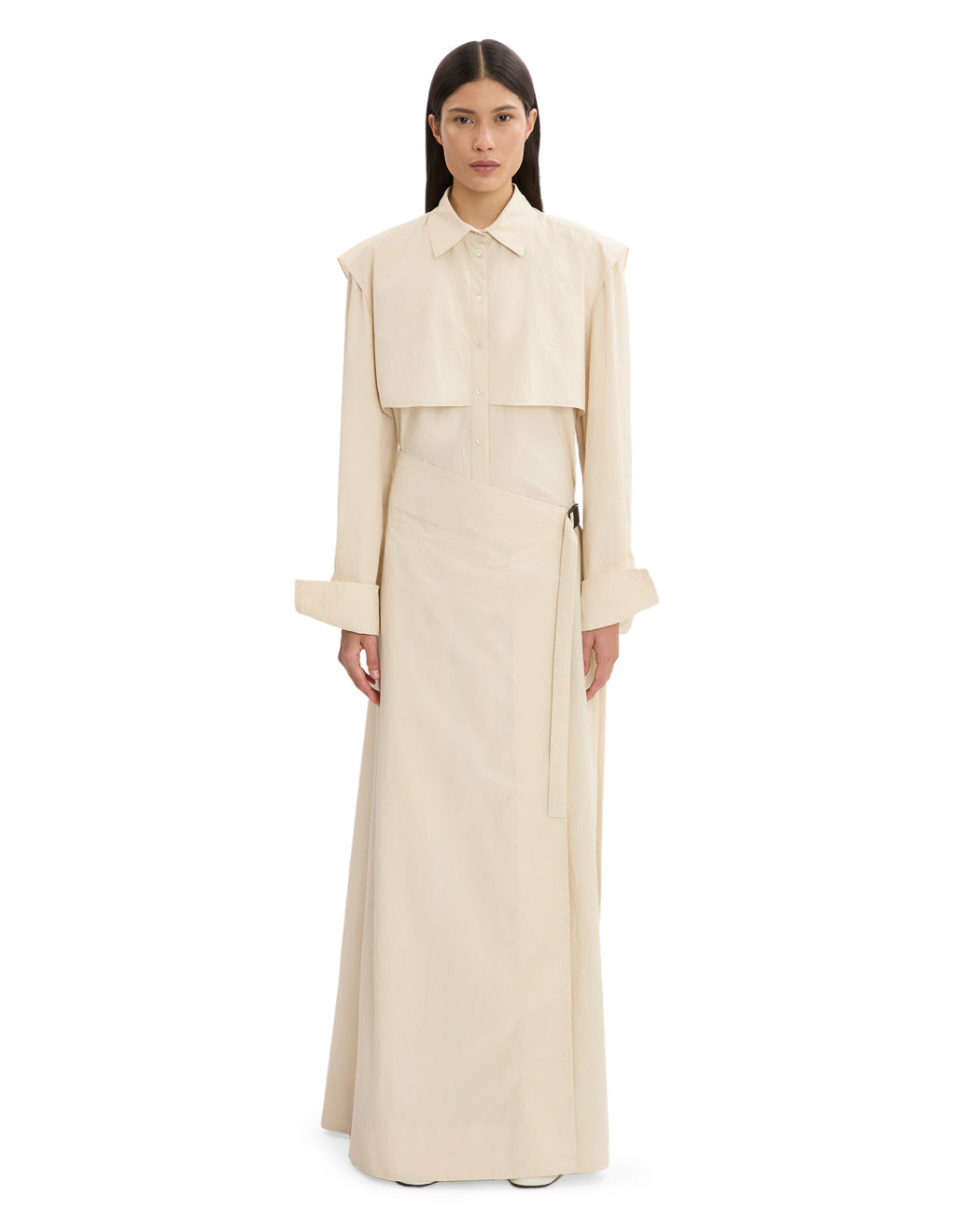 LINEN WRAP SHIRT DRESS