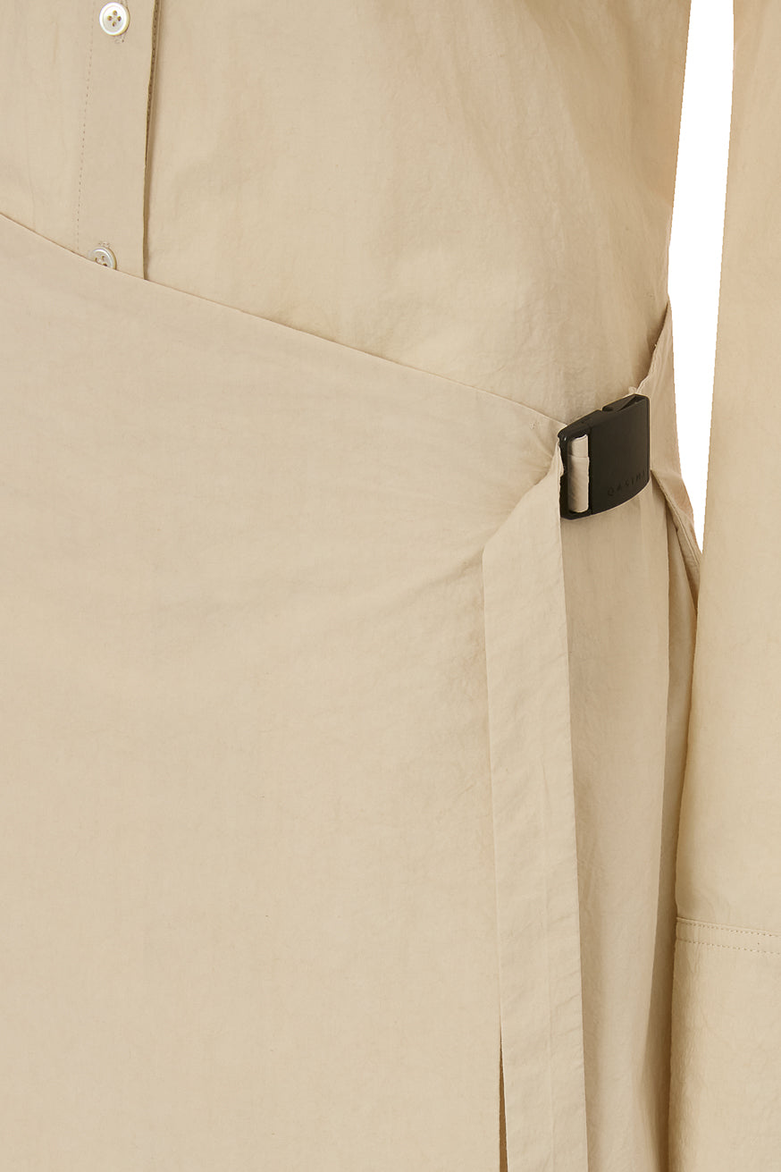 LINEN WRAP SHIRT DRESS